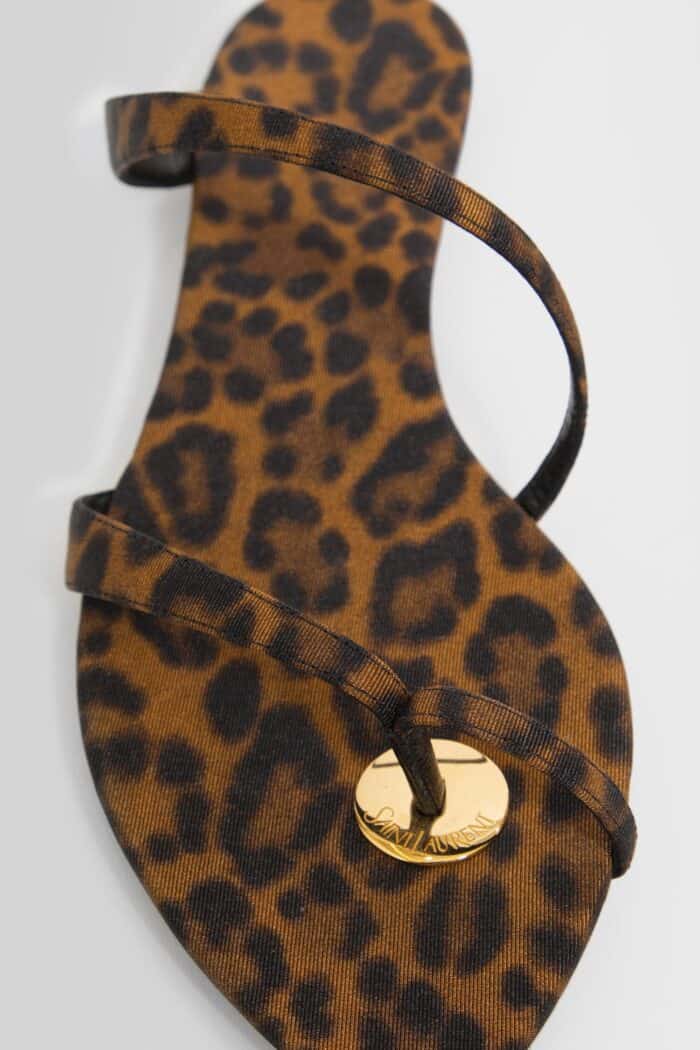 SAINT LAURENT Leopard Print Tanger Sandals