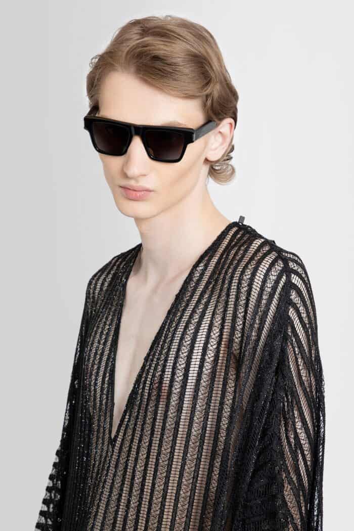 SAINT LAURENT Llng Kaftan Shirt In Striped Mesh