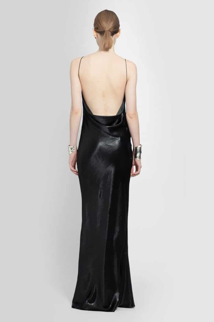 SAINT LAURENT Long Cowl Back Dress In Iridescent Satin