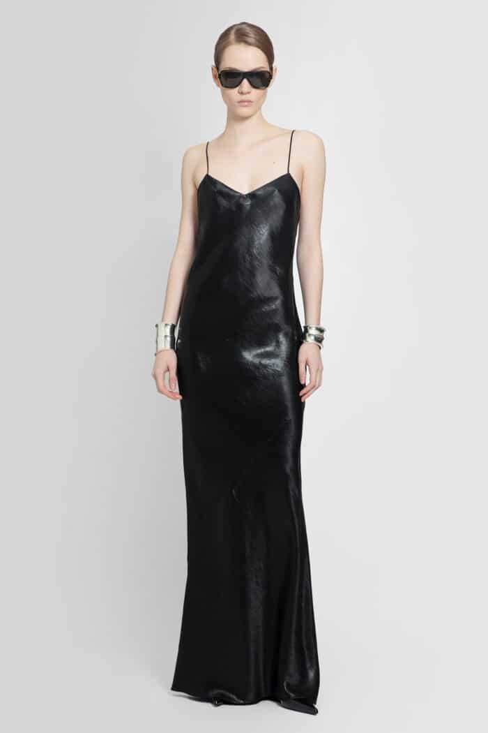 SAINT LAURENT Long Cowl Back Dress In Iridescent Satin