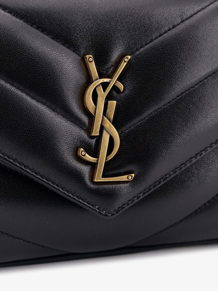Saint Laurent Loulou Leather Shoulder Bag With Metal Cassandre Logo