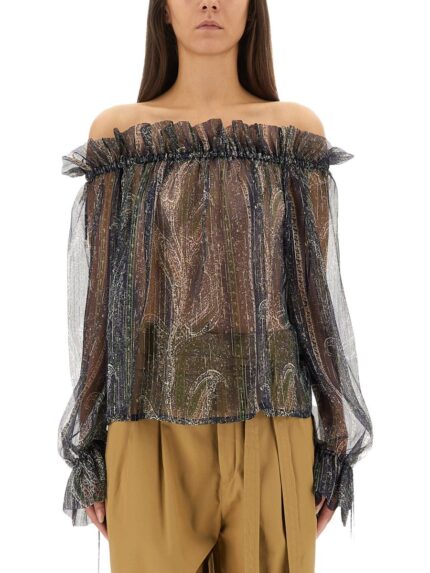 Saint Laurent LUREX SILK CREPONNE TOP