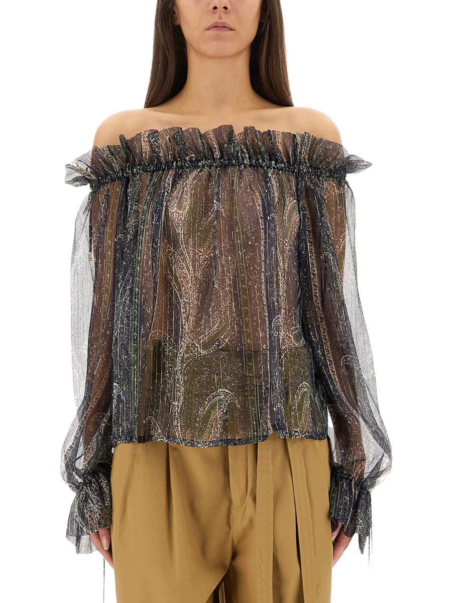 Saint Laurent LUREX SILK CREPONNE TOP