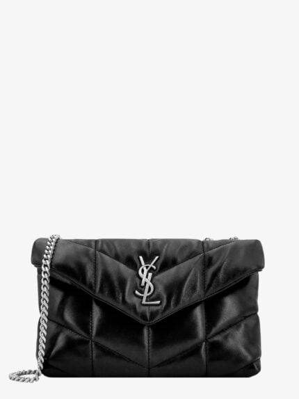 Saint Laurent Matelassé Leather Shoulder Bag With Frontal Monogram