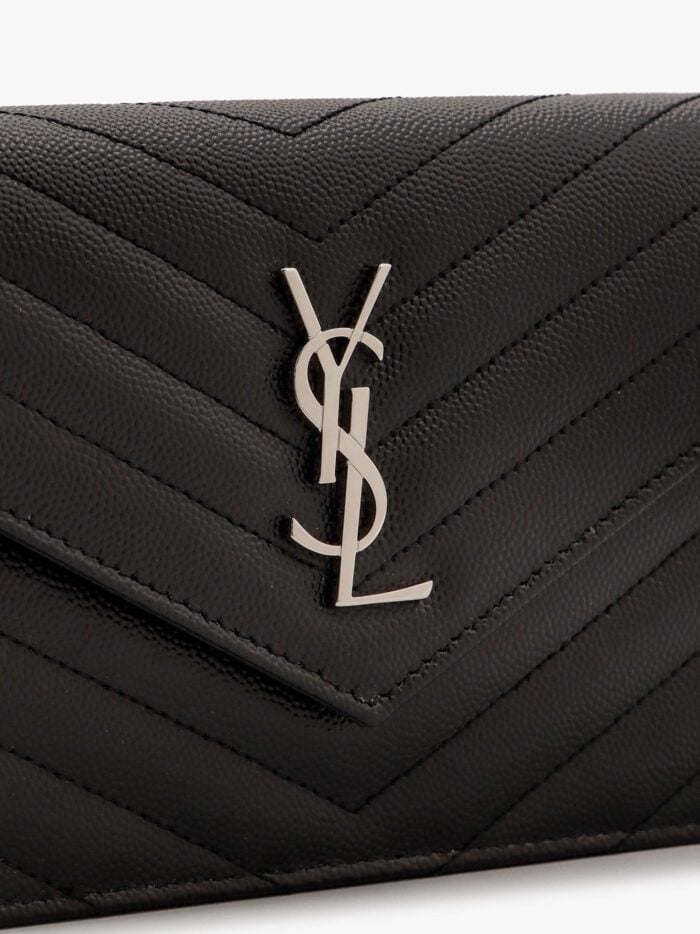 Saint Laurent Matelassé Leather Shoulder Bag With Metal Monogram
