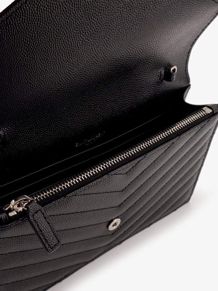 Saint Laurent Matelassé Leather Shoulder Bag With Metal Monogram