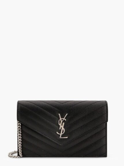 Saint Laurent Matelassé Leather Shoulder Bag With Metal Monogram