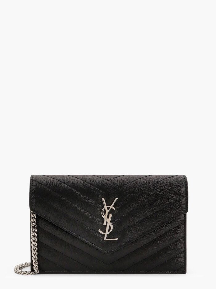 Saint Laurent Matelassé Leather Shoulder Bag With Metal Monogram