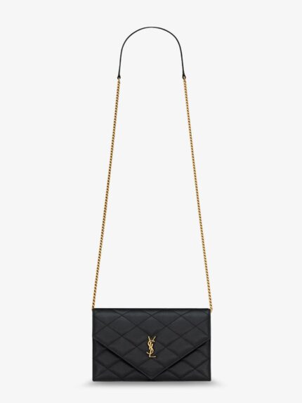 Saint Laurent Paris Leather Crossbody Bag With Metal Cassandre Logo