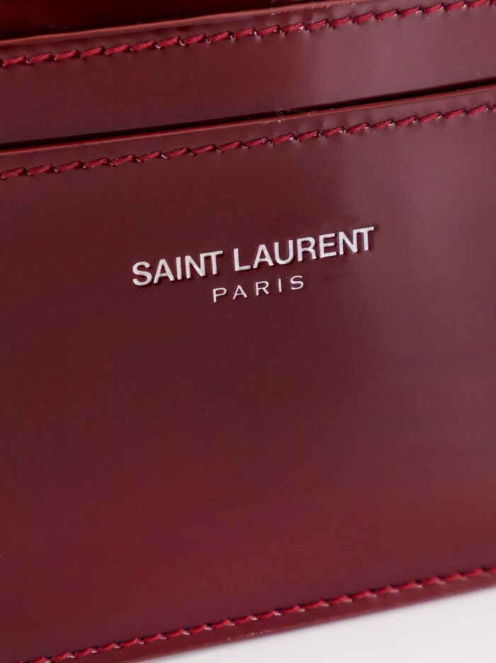 Saint Laurent Patent Leather Card Holder With Engraved Ogo On The Front