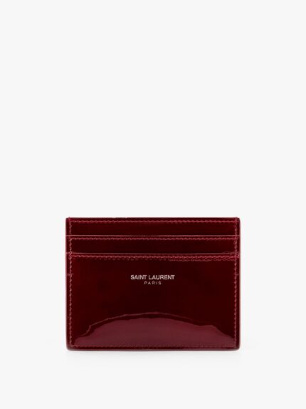 Saint Laurent Patent Leather Card Holder With Engraved Ogo On The Front