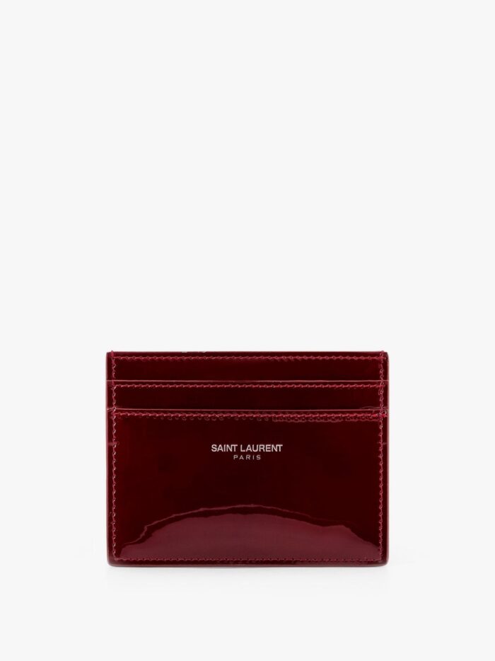 Saint Laurent Patent Leather Card Holder With Engraved Ogo On The Front