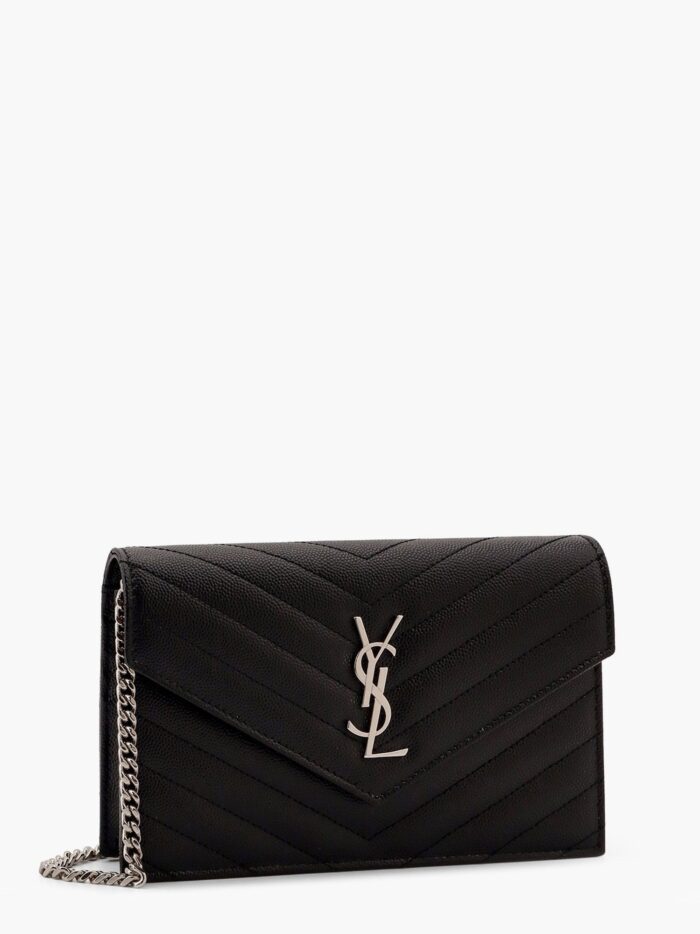 saint laurent pochette cassandre grain de poudre leather clutch with shoulder strap Saint Laurent Pochette Cassandre Grain-de-poudre Leather Clutch With Shoulder Strap