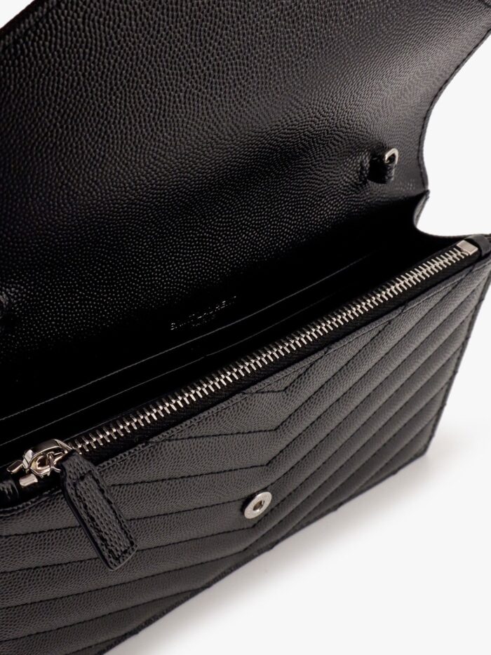 saint laurent pochette cassandre grain de poudre leather clutch with shoulder strap Saint Laurent Pochette Cassandre Grain-de-poudre Leather Clutch With Shoulder Strap