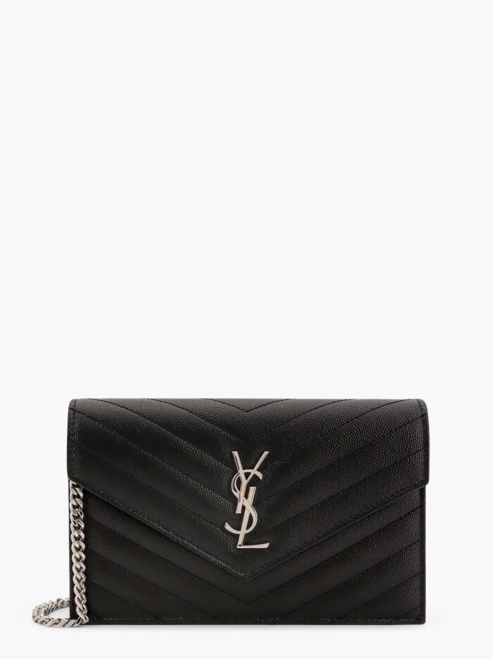 saint laurent pochette cassandre grain de poudre leather clutch with shoulder strap Saint Laurent Pochette Cassandre Grain-de-poudre Leather Clutch With Shoulder Strap
