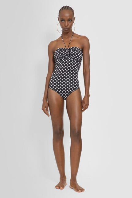 SAINT LAURENT Polkadot Halterneck Swimsuit