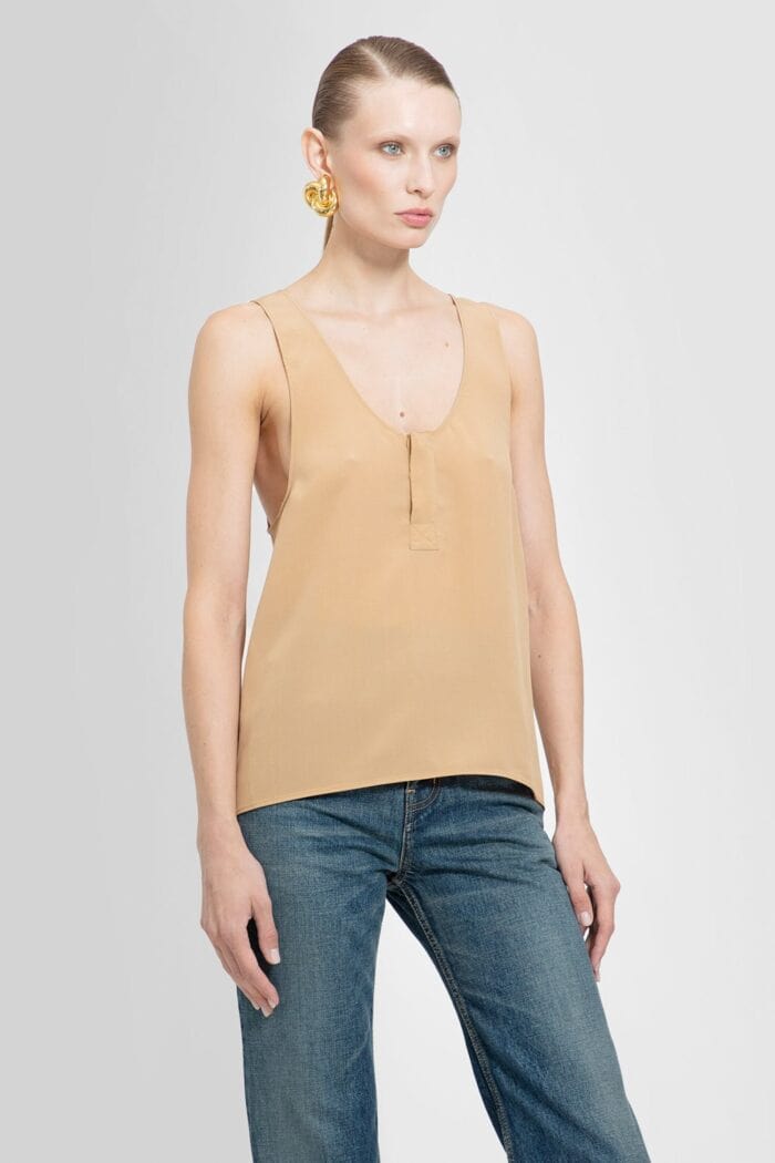 SAINT LAURENT Quarter-button Silk Tank Top