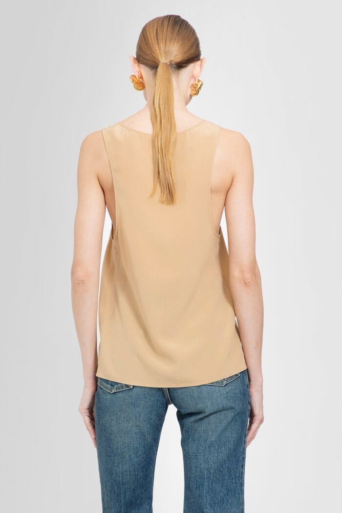 SAINT LAURENT Quarter-button Silk Tank Top