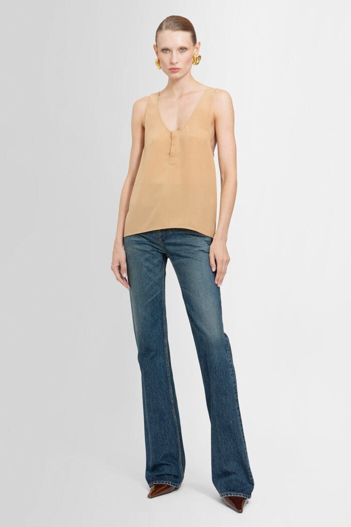 SAINT LAURENT Quarter-button Silk Tank Top