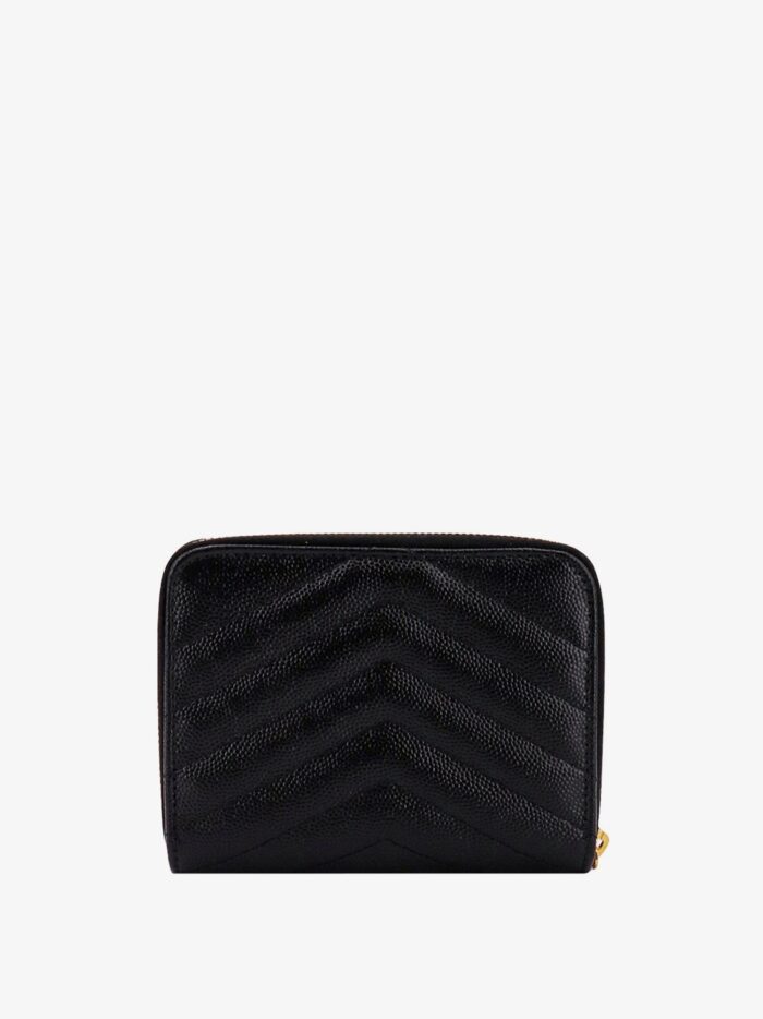 Saint Laurent Quilted Leather Wallet With Metal Cassandre Logo
