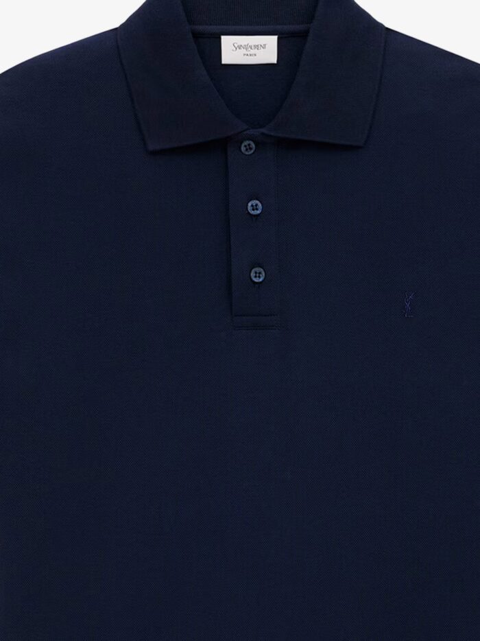 Saint Laurent Recycled Material Polo Shirt With Cassandre Embroidery