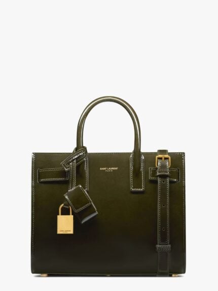 Saint Laurent Sac De Jour Nano Patent Leather Handbag With Metal Padlock