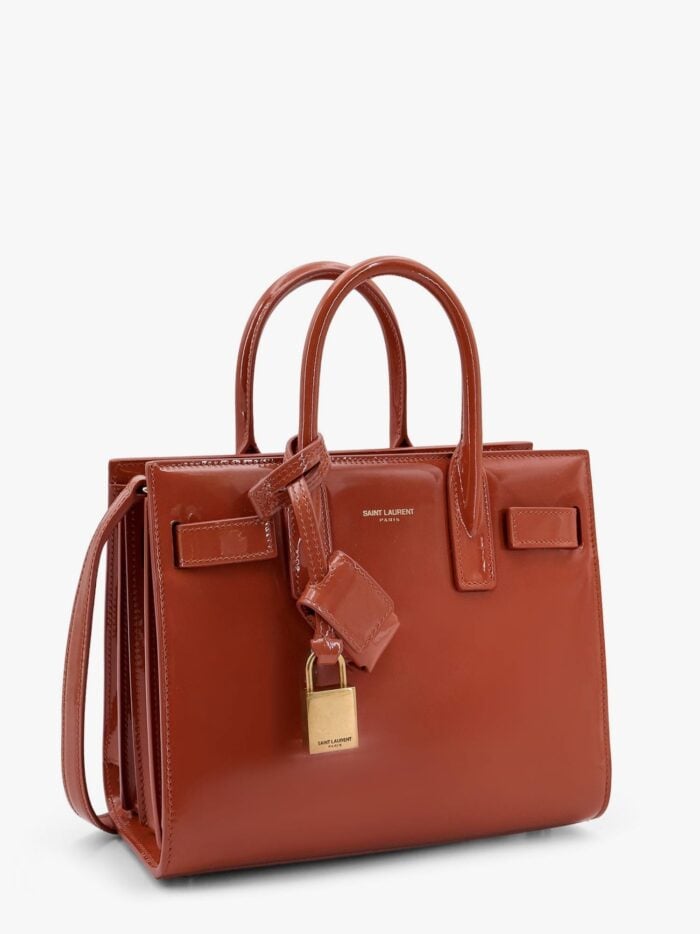 Saint Laurent Sac De Jour Nano Patent Leather Handbag With Metal Padlock