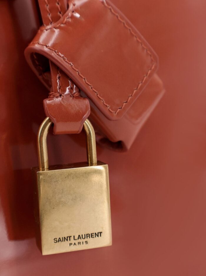 Saint Laurent Sac De Jour Nano Patent Leather Handbag With Metal Padlock
