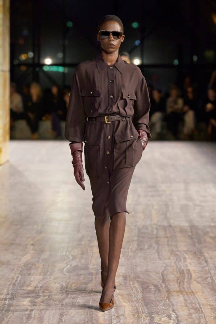 SAINT LAURENT Saharienne Dress In Silk Chiffon