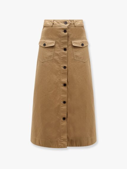 Saint Laurent Serge Cotton Midi Skirt