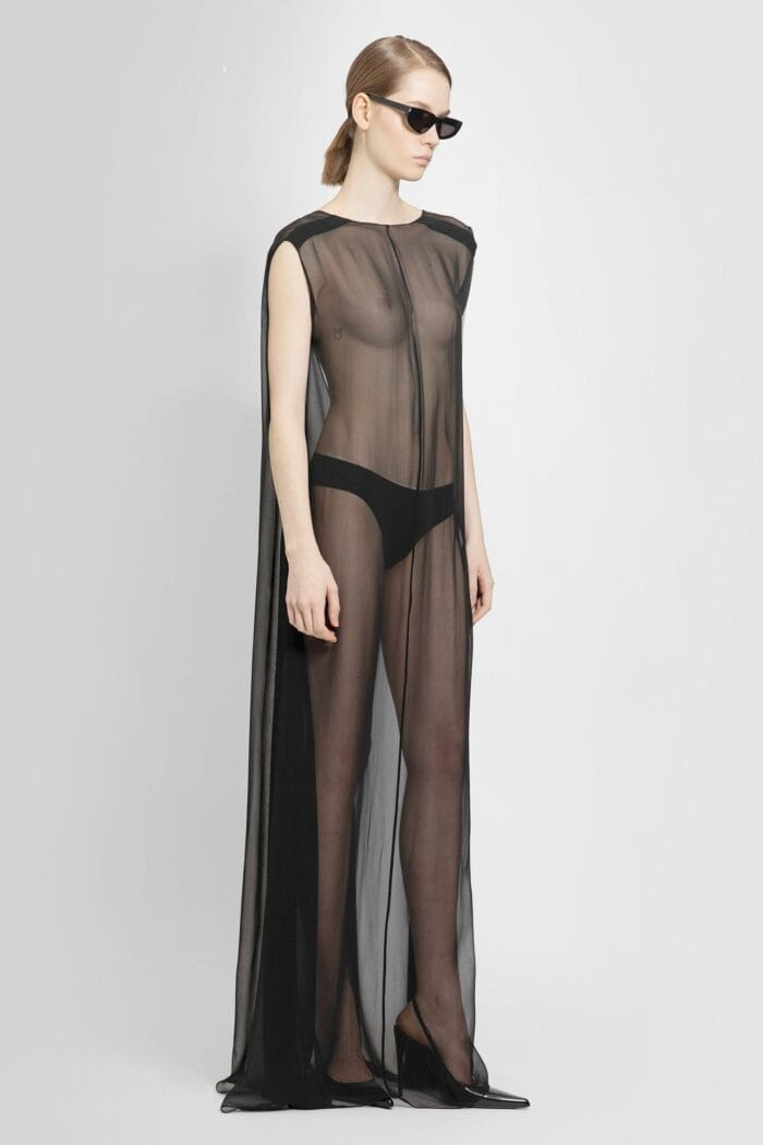 SAINT LAURENT Sheer Muslin Long Dress