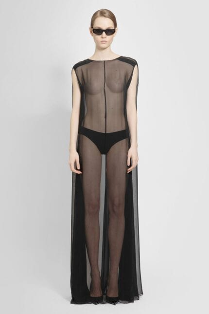 SAINT LAURENT Sheer Muslin Long Dress