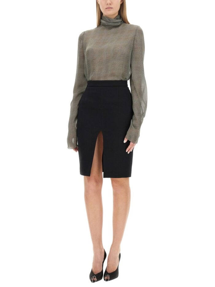 Saint Laurent SILK CHARMEUSE TURTLENECK BLOUSE
