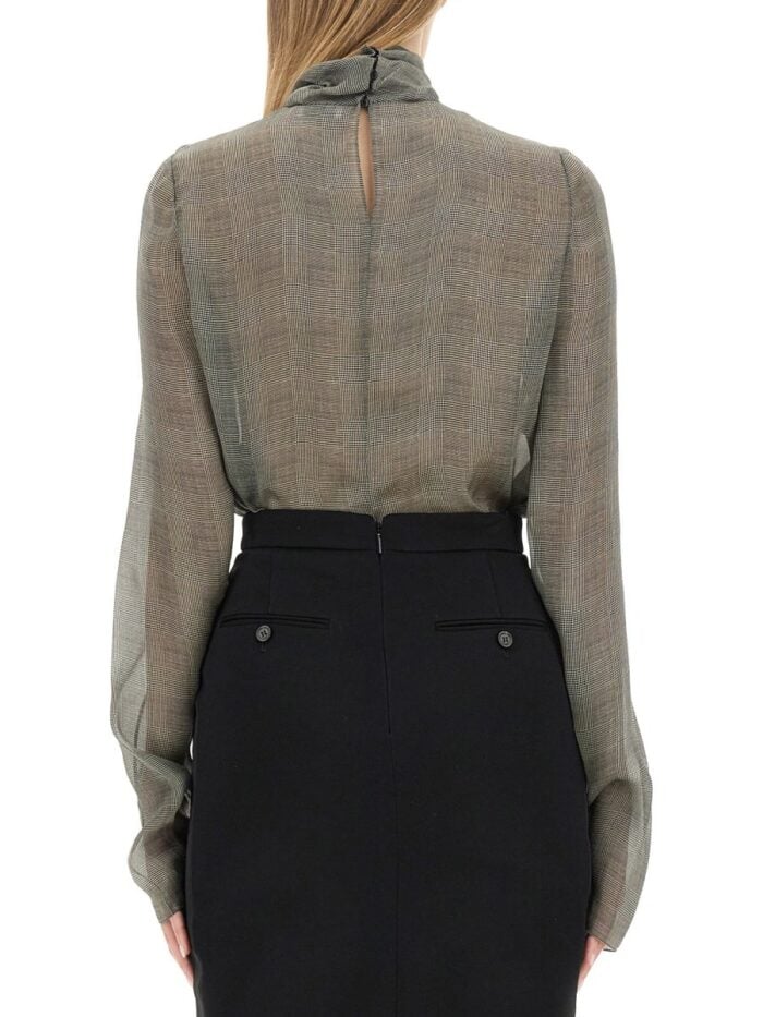 Saint Laurent SILK CHARMEUSE TURTLENECK BLOUSE