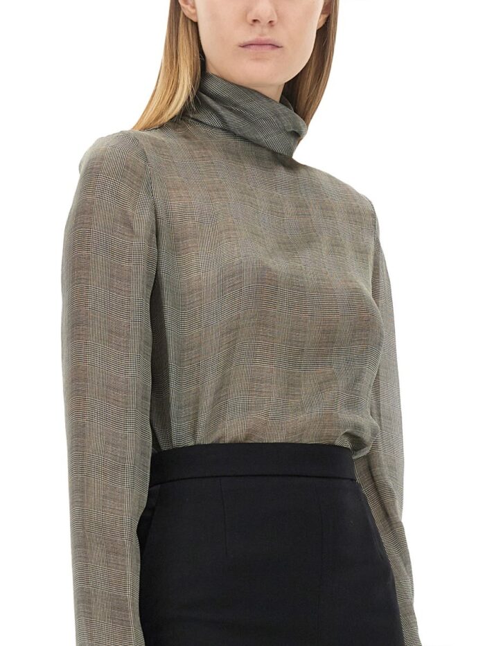 Saint Laurent SILK CHARMEUSE TURTLENECK BLOUSE