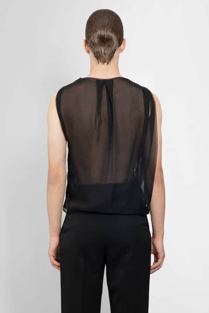 SAINT LAURENT Silk Chiffon Draped Top