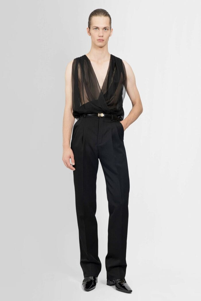 SAINT LAURENT Silk Chiffon Draped Top