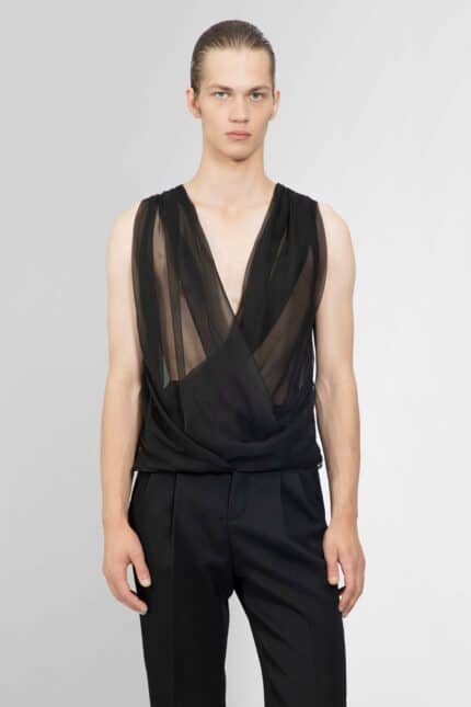 SAINT LAURENT Silk Chiffon Draped Top