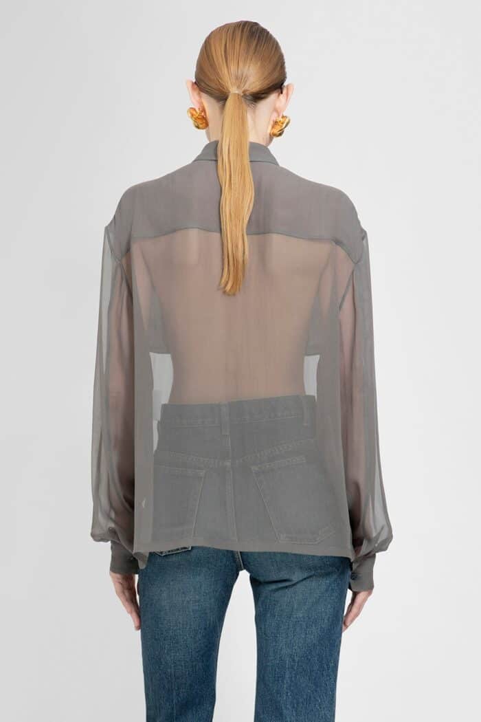 SAINT LAURENT Silk Chiffon Military Shirt