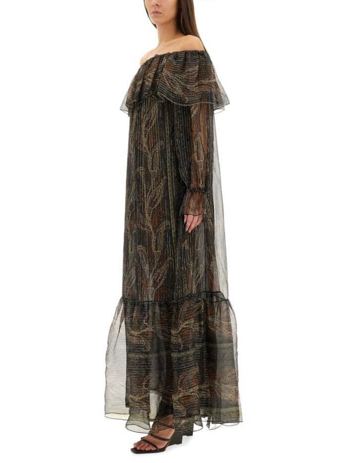 Saint Laurent SILK LUREX CREPONNE DRESS