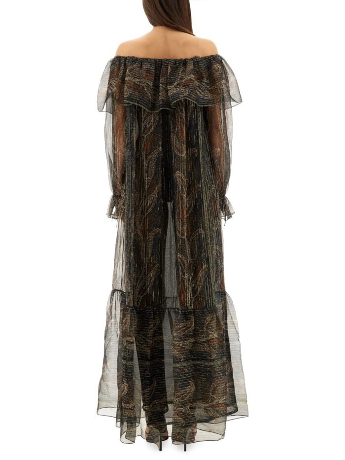 Saint Laurent SILK LUREX CREPONNE DRESS