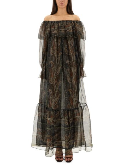 Saint Laurent SILK LUREX CREPONNE DRESS