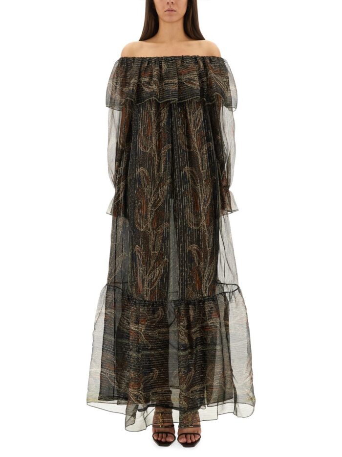 saint laurent silk lurex creponne dress Saint Laurent SILK LUREX CREPONNE DRESS