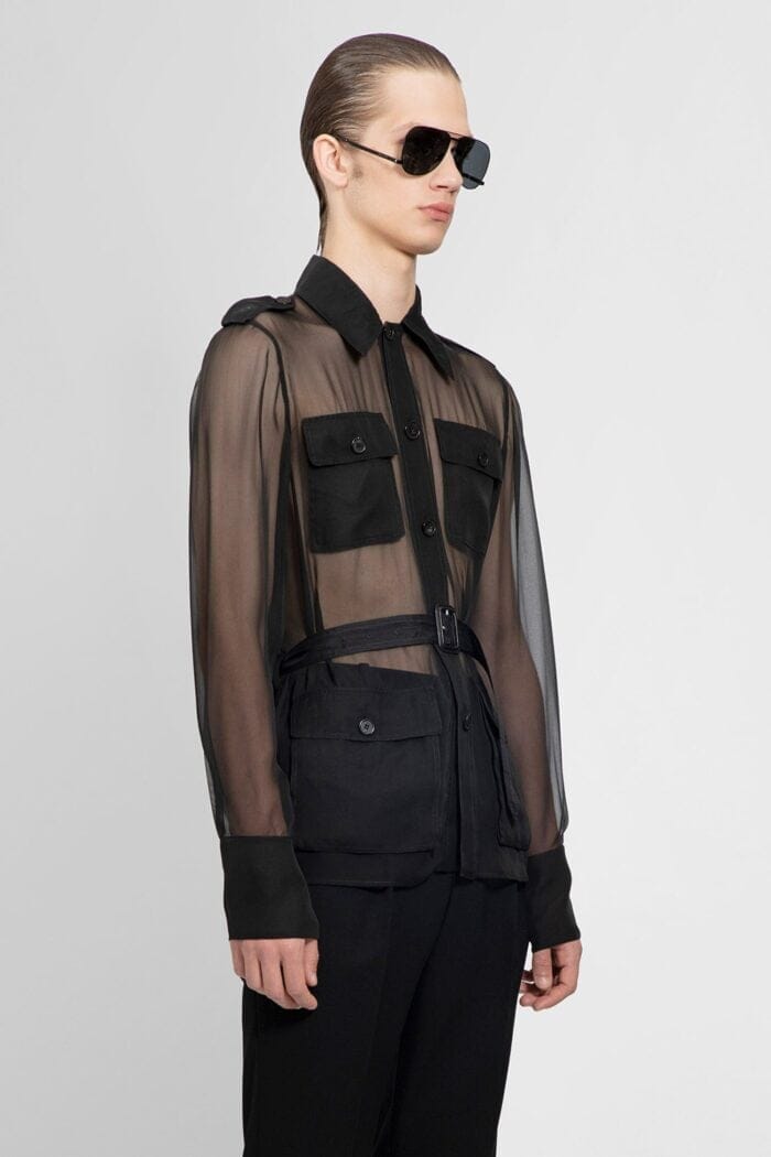 SAINT LAURENT Silk Muslin Saharienne Shirt