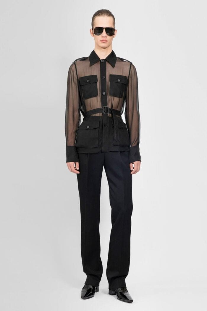 SAINT LAURENT Silk Muslin Saharienne Shirt