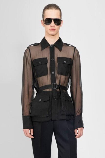 SAINT LAURENT Silk Muslin Saharienne Shirt