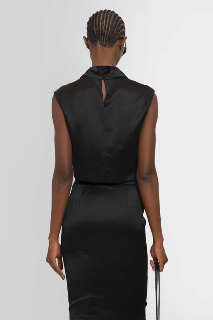 SAINT LAURENT Sleeveless Cowl Neck Top In Viscose Satin