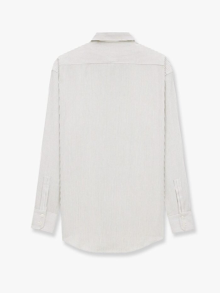 Saint Laurent Striped Certified Cotton Shirt With Monogram Embroidery