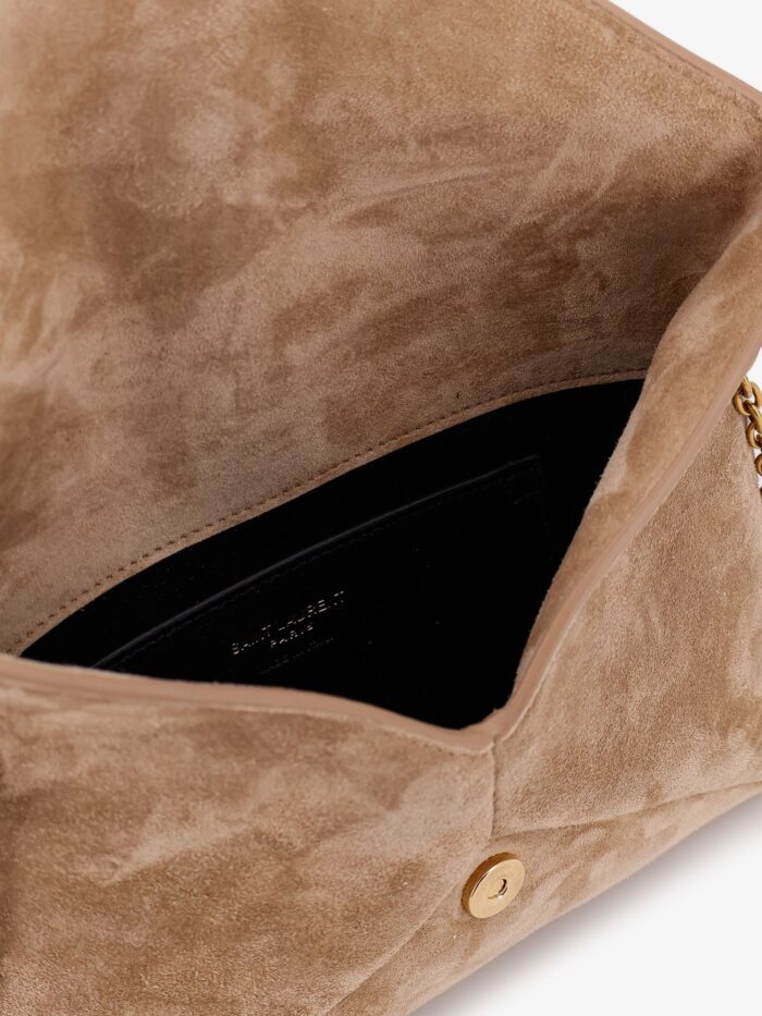 Saint Laurent Suede Crossbody With Metal Cassandre Logo
