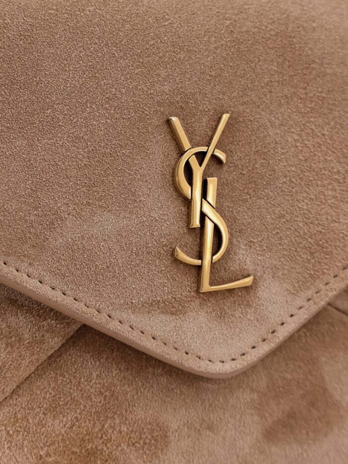 Saint Laurent Suede Crossbody With Metal Cassandre Logo